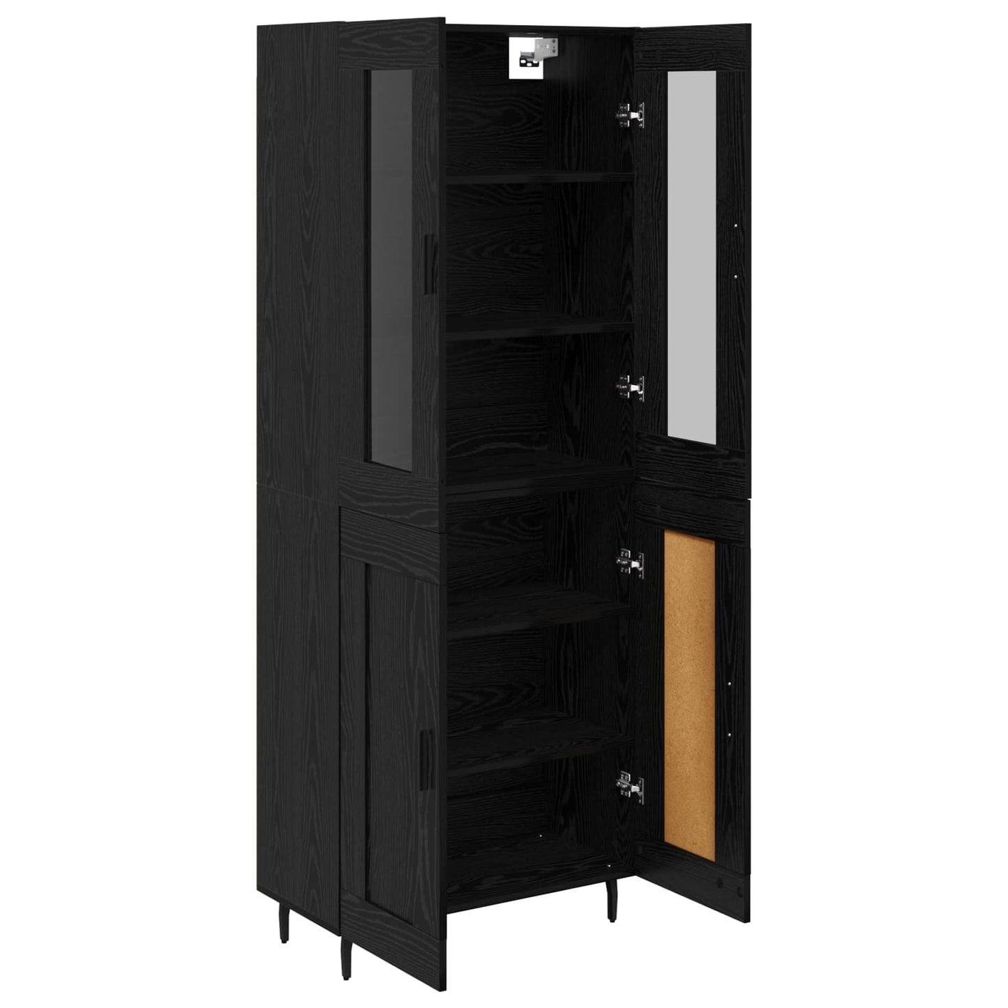 vidaXL Highboard 2 pcs Μαύρη Οξυά Σύνθετο Ξύλο και Γυαλί