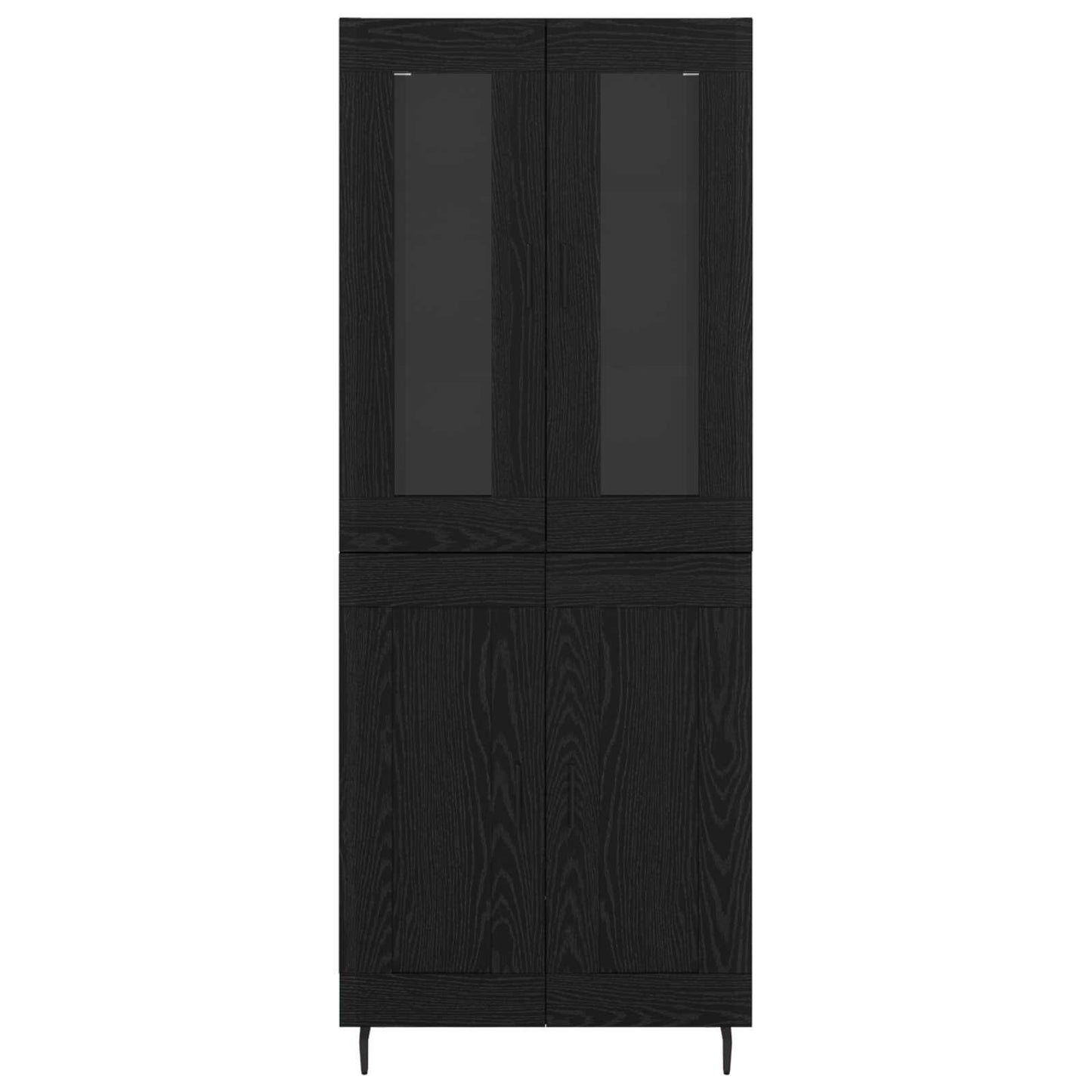 vidaXL Highboard 2 pcs Μαύρη Οξυά Σύνθετο Ξύλο και Γυαλί