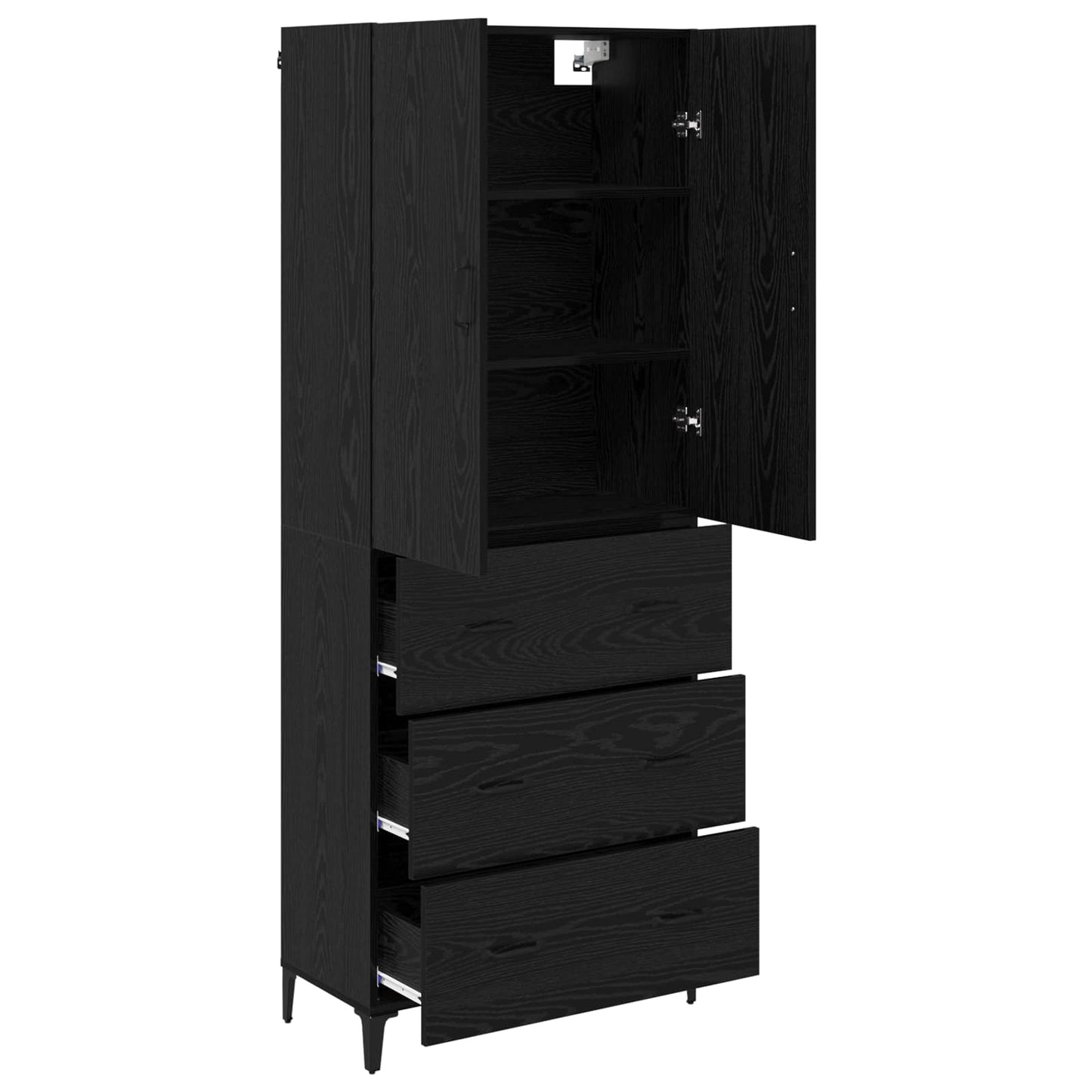 vidaXL Highboard Μαύρη Οξυά 69,5 x 34 x 180 εκ. Επεξεργασμένο ξύλο