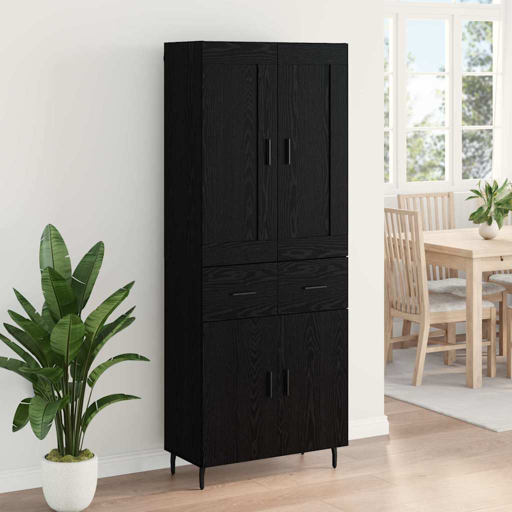 vidaXL Highboard με συρτάρι 2 pcs Μαύρη Οξυά Σύνθετο Ξύλο και Γυαλί