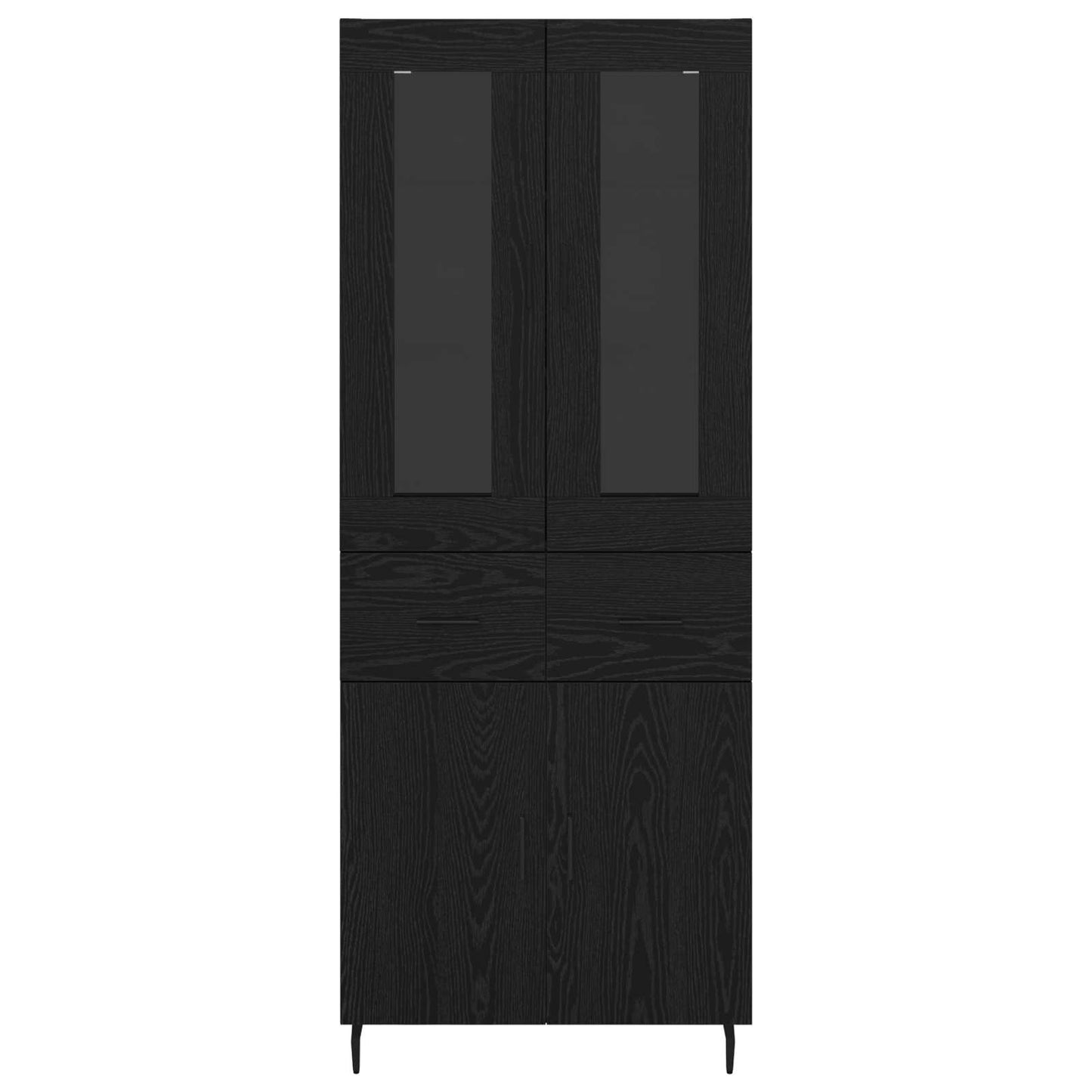 vidaXL Highboard με συρτάρι 2 pcs Μαύρη Οξυά Σύνθετο Ξύλο και Γυαλί