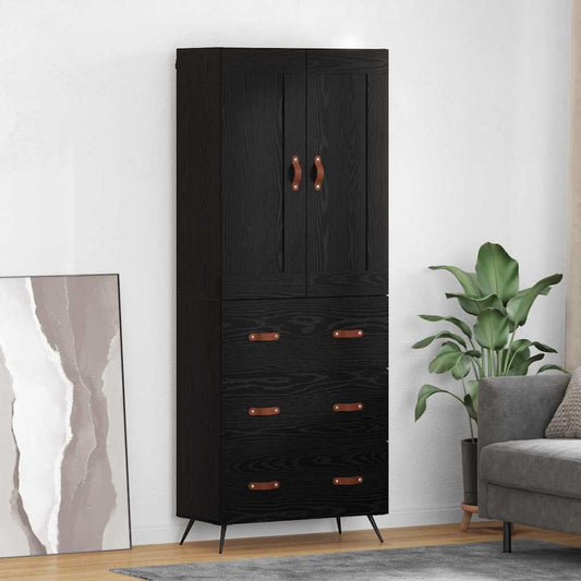 vidaXL Highboard Μαύρη Οξυά 69,5 x 34 x 180 εκ. Επεξεργασμένο ξύλο