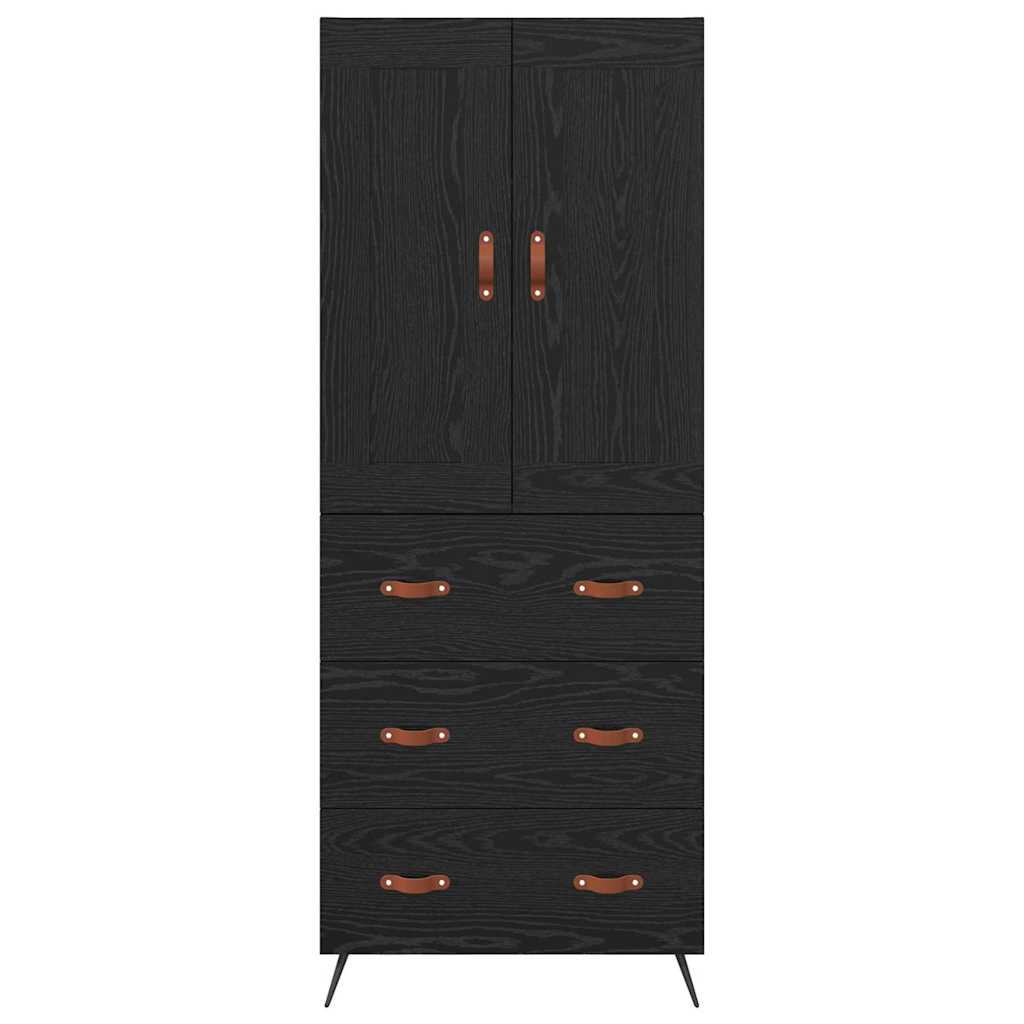 vidaXL Highboard Μαύρη Οξυά 69,5 x 34 x 180 εκ. Επεξεργασμένο ξύλο