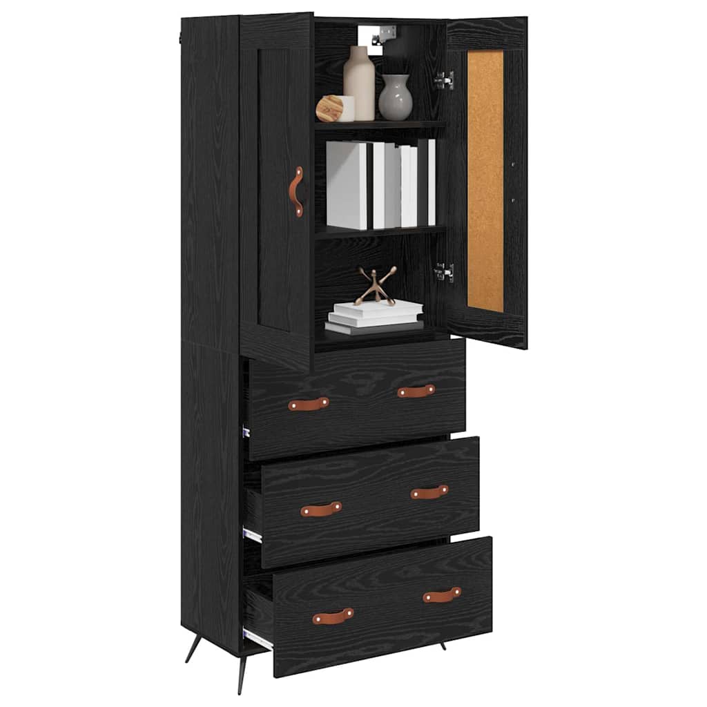 vidaXL Highboard Μαύρη Οξυά 69,5 x 34 x 180 εκ. Επεξεργασμένο ξύλο