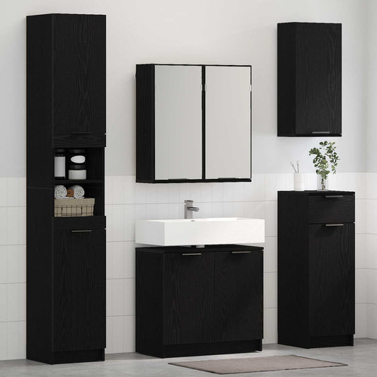 vidaXL Σετ Επίπλων Μπάνιου 4 τμχ. Μαύρη Οξυά 64,5 x 33,5 x 59 εκ.