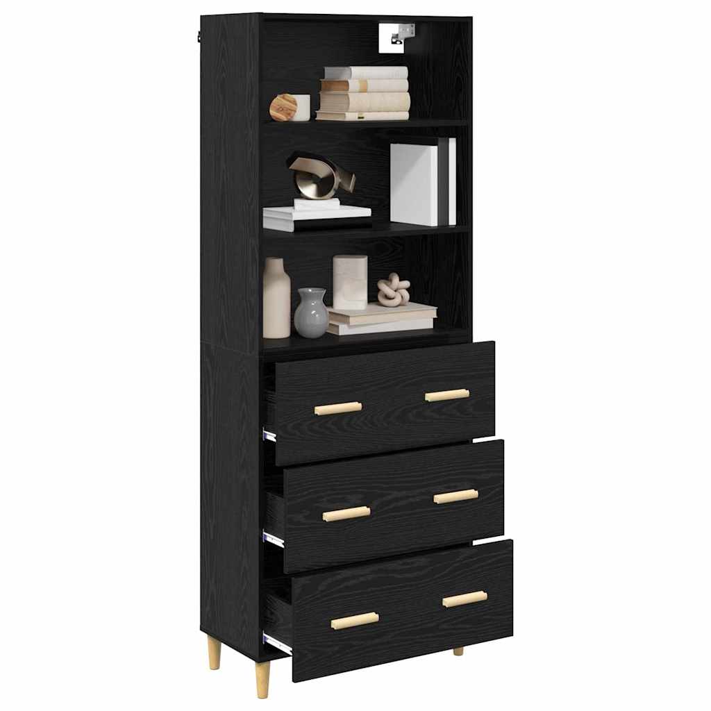 vidaXL Highboard Μαύρη Οξυά 69,5 x 34 x 180 εκ. Επεξεργασμένο ξύλο