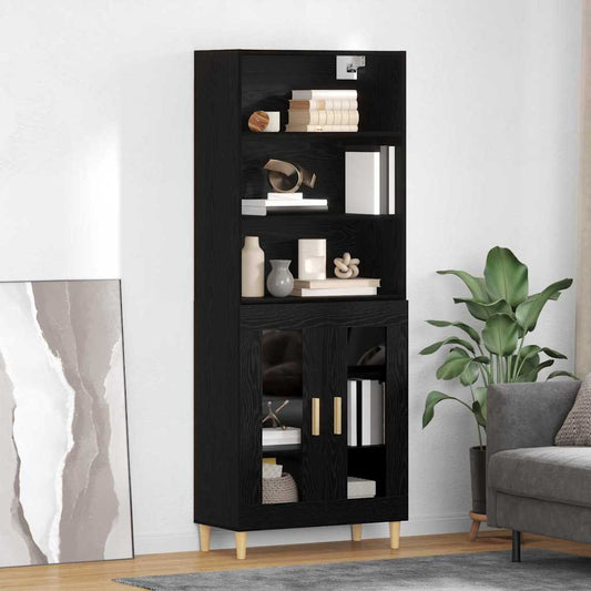 vidaXL Highboard Μαύρη Οξυά 69,5 x 34 x 180 εκ. Επεξεργασμένο ξύλο