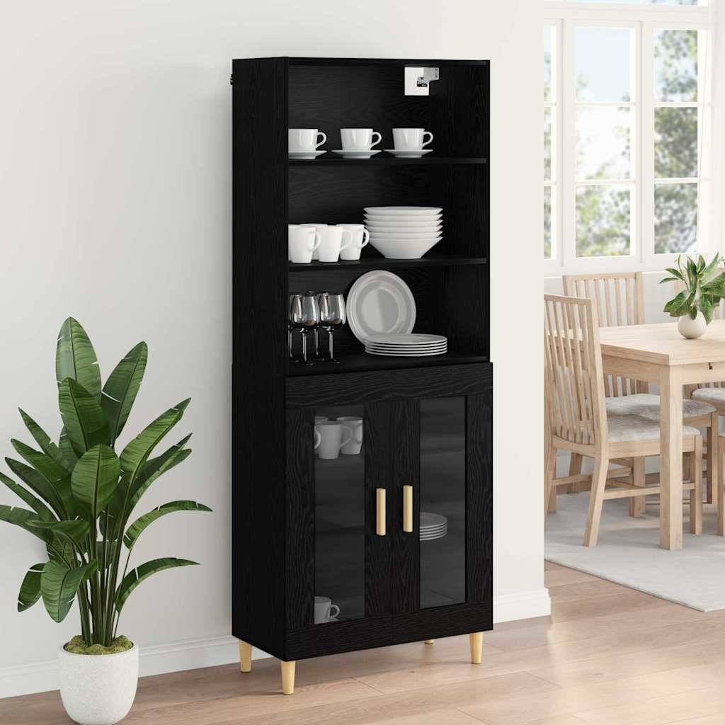vidaXL Highboard Μαύρη Οξυά 69,5 x 34 x 180 εκ. Επεξεργασμένο ξύλο