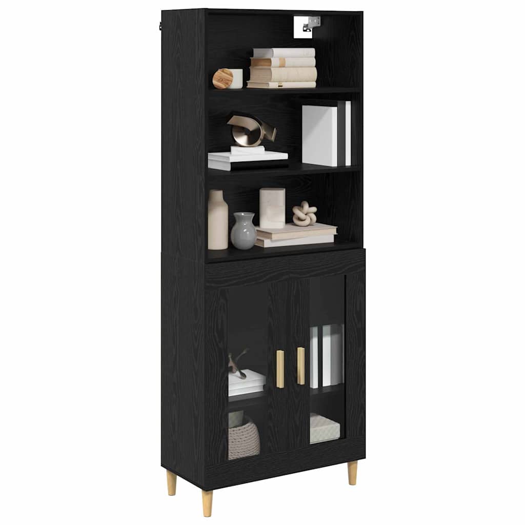 vidaXL Highboard Μαύρη Οξυά 69,5 x 34 x 180 εκ. Επεξεργασμένο ξύλο