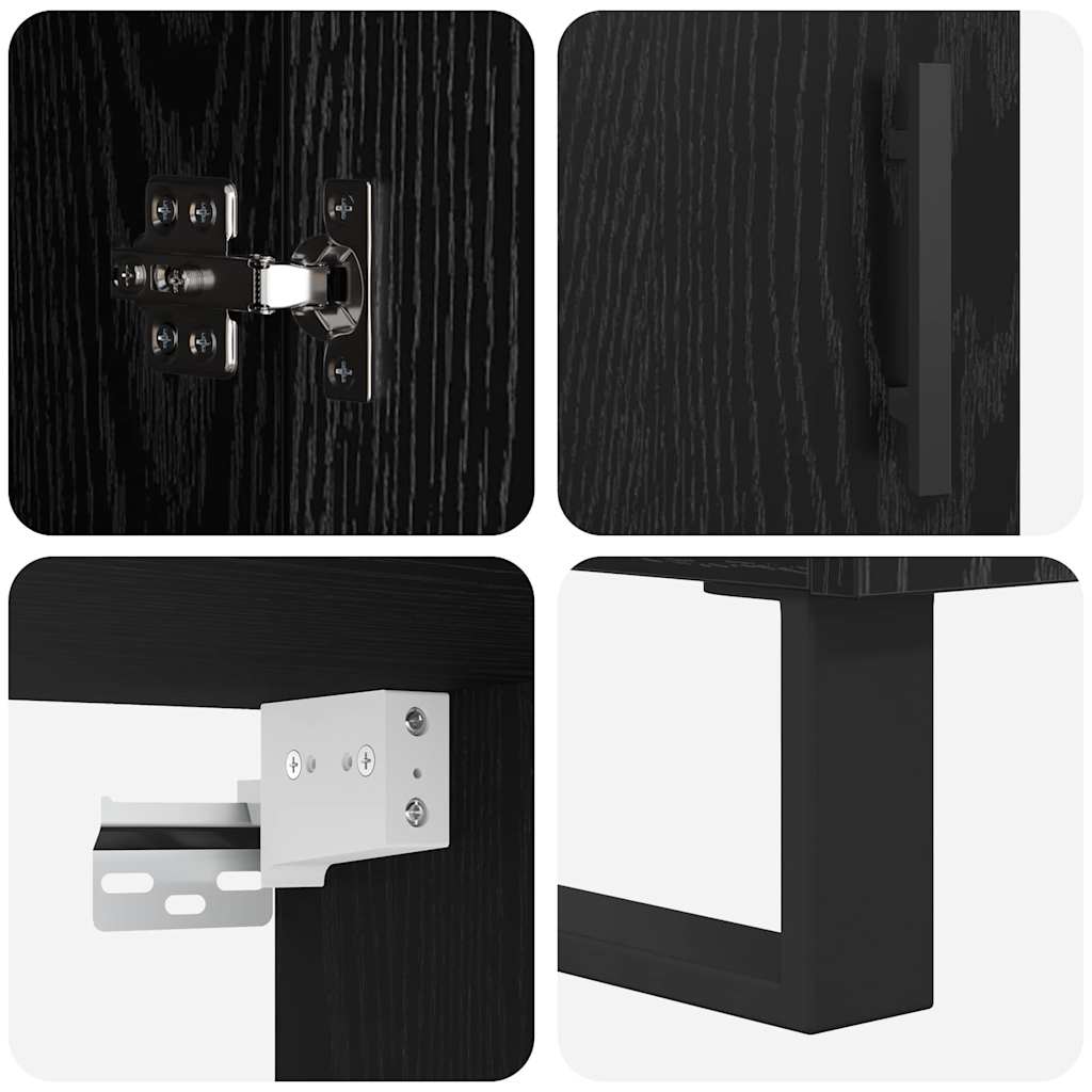 vidaXL Highboard 2 pcs Μαύρη Οξυά Σύνθετο Ξύλο και Γυαλί