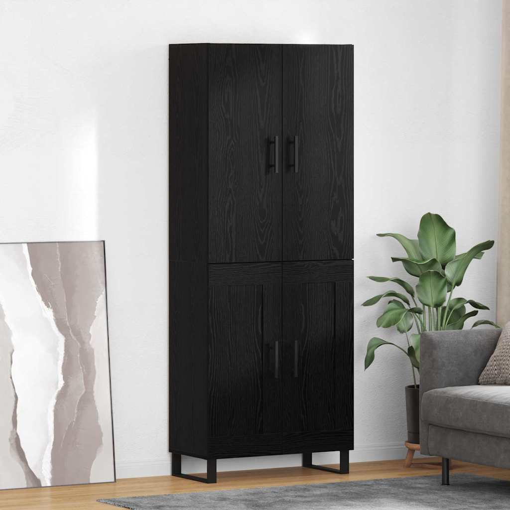 vidaXL Highboard 2 pcs Μαύρη Οξυά Σύνθετο Ξύλο και Γυαλί