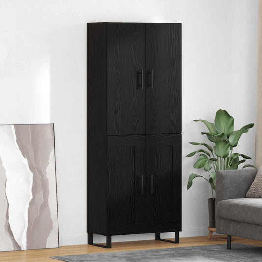 vidaXL Highboard 2 pcs Μαύρη Οξυά Σύνθετο Ξύλο και Γυαλί