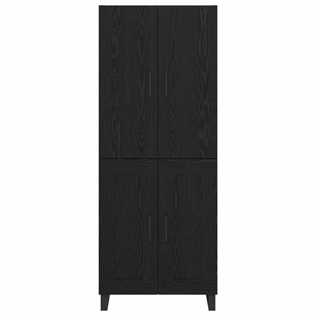 vidaXL Highboard 2 pcs Μαύρη Οξυά Σύνθετο Ξύλο και Γυαλί