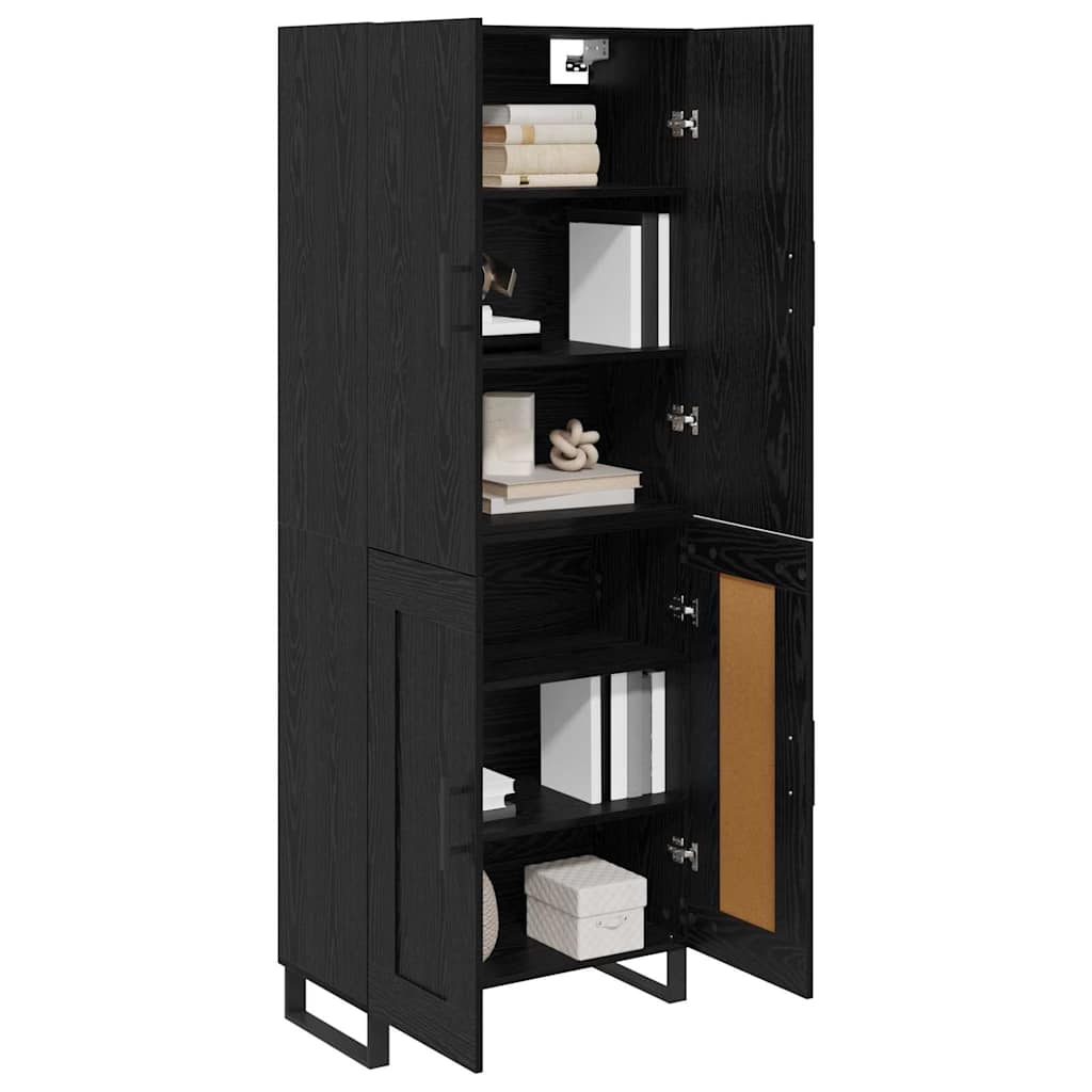vidaXL Highboard 2 pcs Μαύρη Οξυά Σύνθετο Ξύλο και Γυαλί
