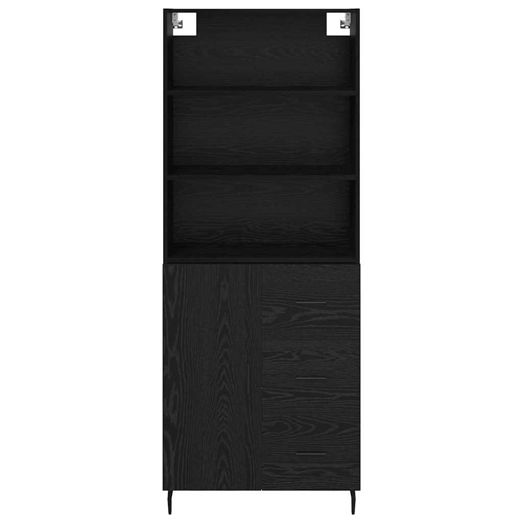 vidaXL Highboard Μαύρη Οξυά 69,5 x 34 x 180 εκ. Σύνθετο Ξύλο και Γυαλί