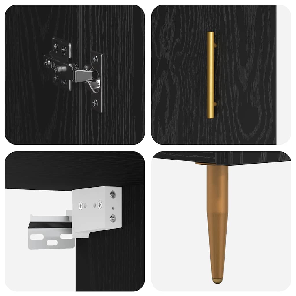 vidaXL Highboard 2 pcs Μαύρη Οξυά Επεξεργασμένο ξύλο