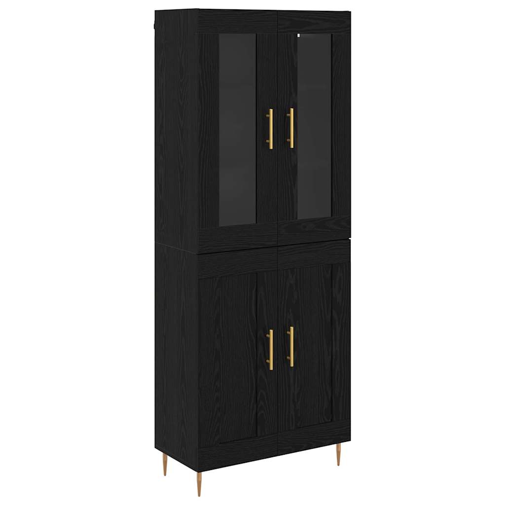 vidaXL Highboard 2 pcs Μαύρη Οξυά Επεξεργασμένο ξύλο