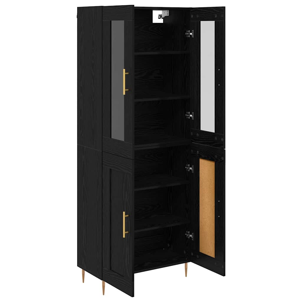 vidaXL Highboard 2 pcs Μαύρη Οξυά Επεξεργασμένο ξύλο