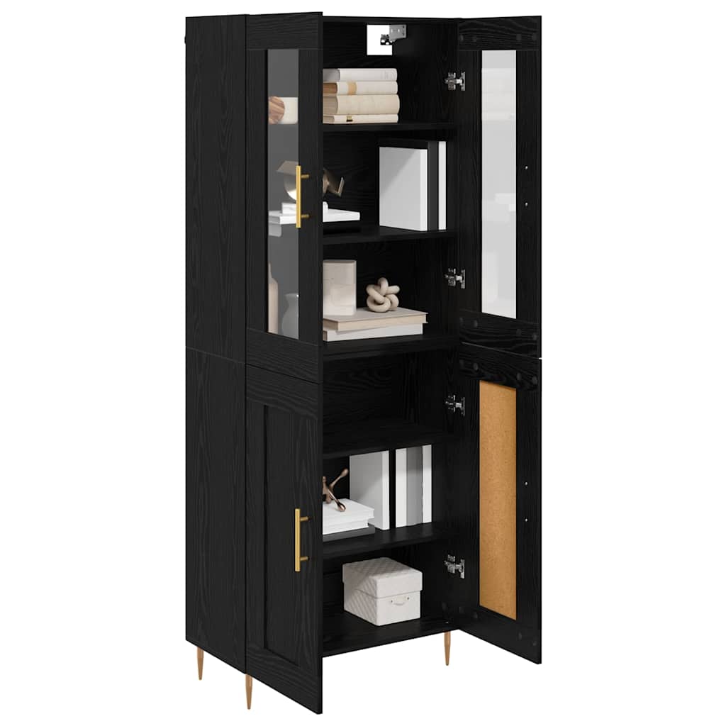 vidaXL Highboard 2 pcs Μαύρη Οξυά Επεξεργασμένο ξύλο