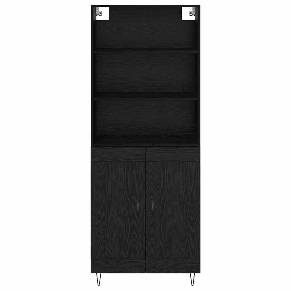 vidaXL Highboard με συρτάρι 2 pcs Μαύρη Οξυά Επεξεργασμένο ξύλο