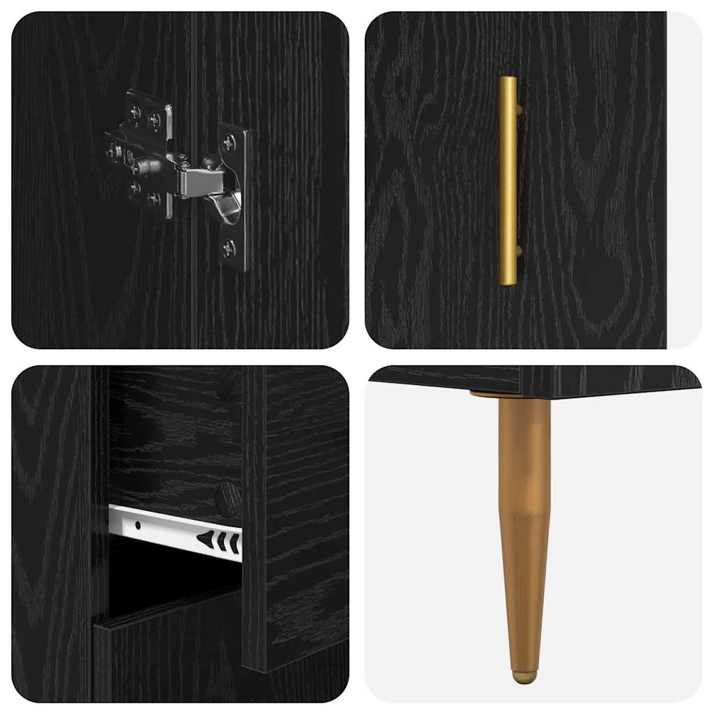 vidaXL Highboard με συρτάρι 2 pcs Μαύρη Οξυά Επεξεργασμένο ξύλο