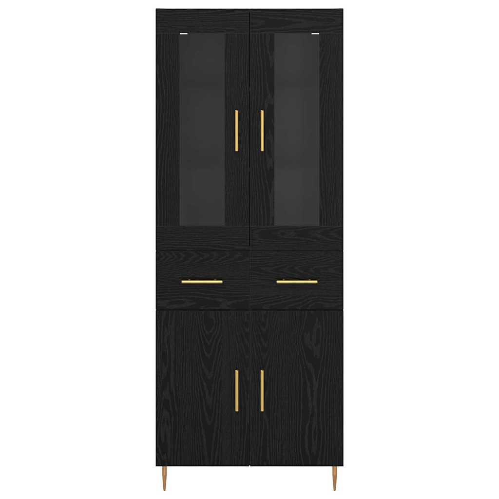 vidaXL Highboard με συρτάρι 2 pcs Μαύρη Οξυά Επεξεργασμένο ξύλο