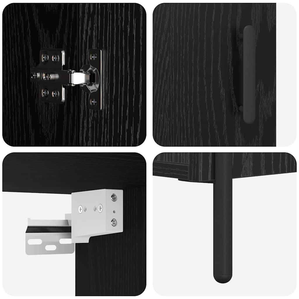 vidaXL Highboard Μαύρη δρυς 69,5 x 34 x 180 εκ. Επεξεργασμένο ξύλο