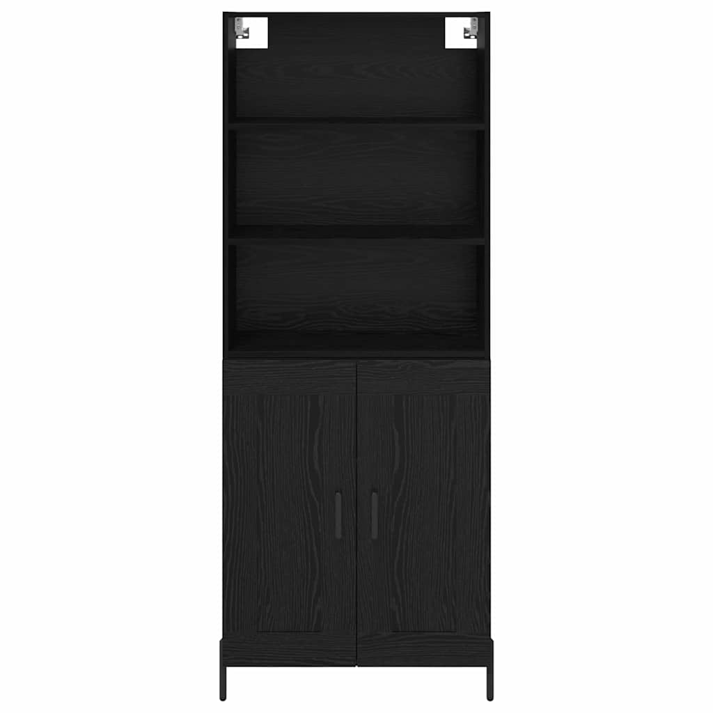 vidaXL Highboard Μαύρη δρυς 69,5 x 34 x 180 εκ. Επεξεργασμένο ξύλο
