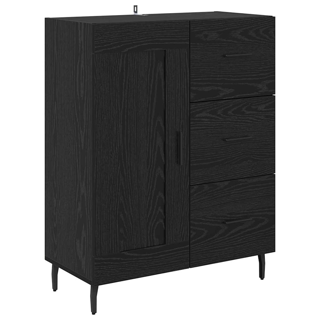 vidaXL Highboard με συρτάρι 2 pcs Μαύρη Οξυά Σύνθετο Ξύλο και Γυαλί