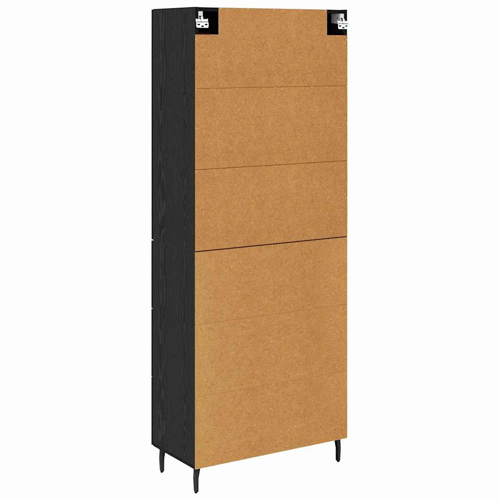 vidaXL Highboard με συρτάρι 2 pcs Μαύρη Οξυά Σύνθετο Ξύλο και Γυαλί