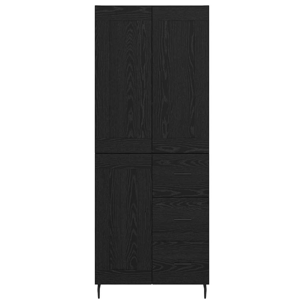 vidaXL Highboard με συρτάρι 2 pcs Μαύρη Οξυά Σύνθετο Ξύλο και Γυαλί