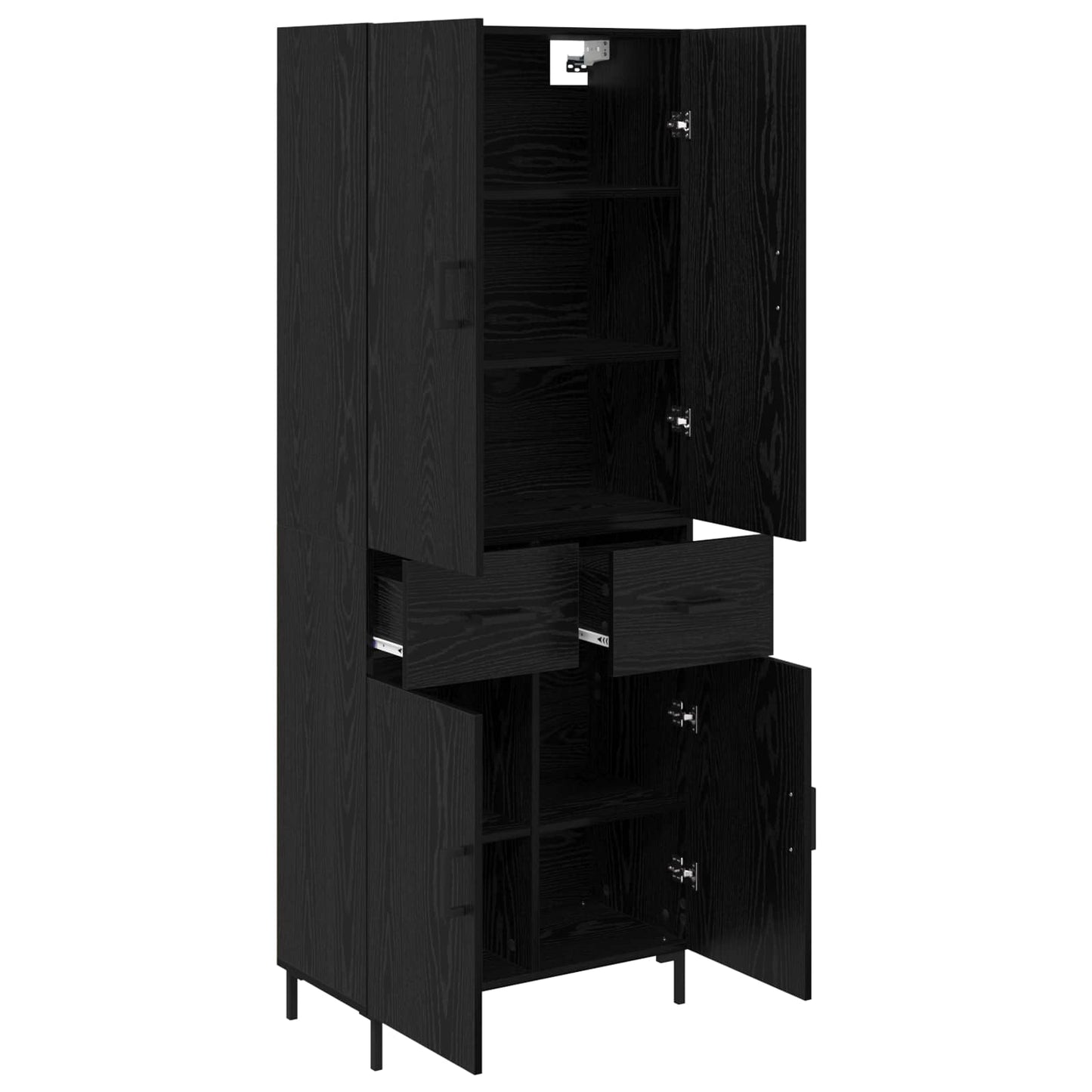 vidaXL Highboard Μαύρη Οξυά 69,5 x 34 x 180 εκ. Επεξεργασμένο ξύλο