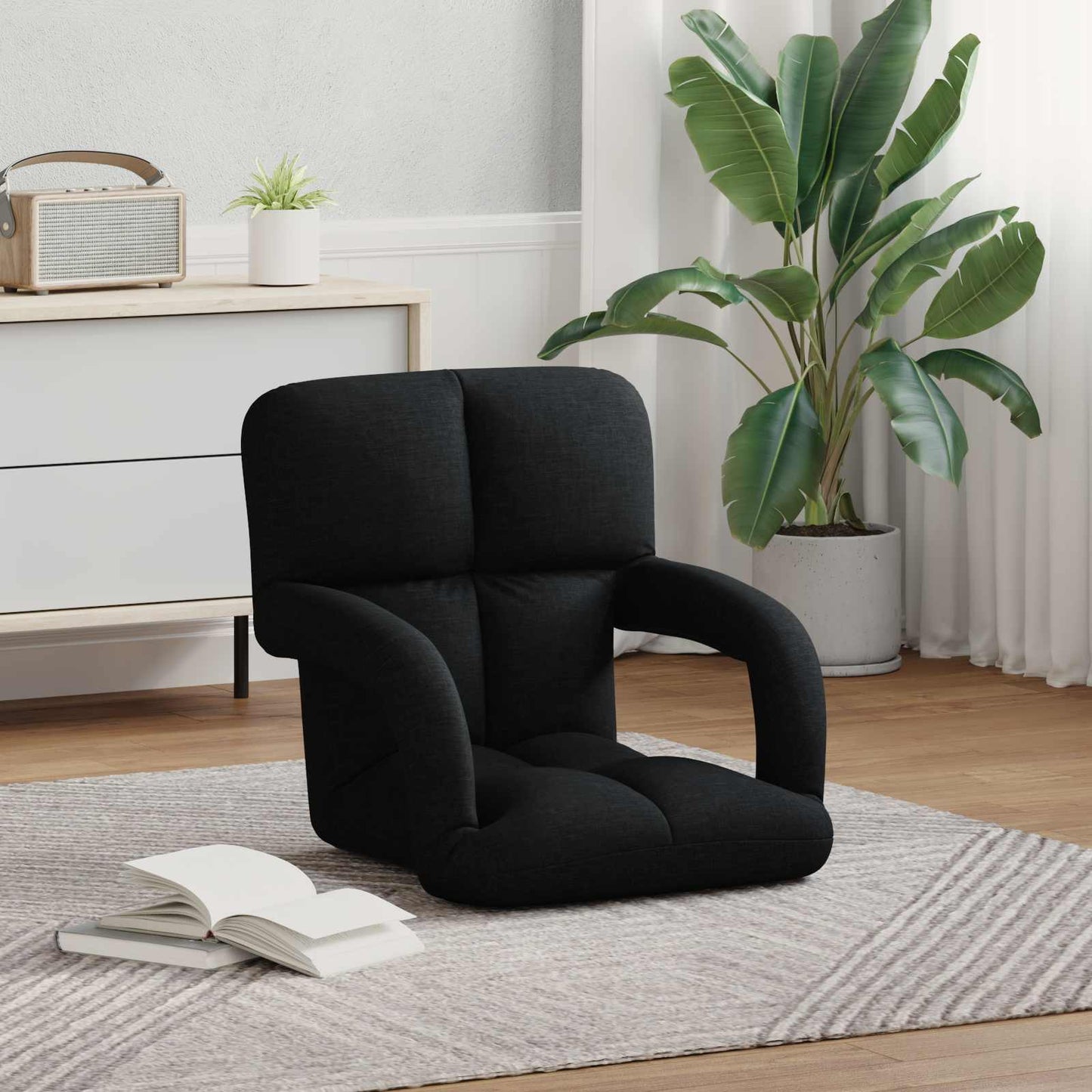 vidaXL Ρυθμιζόμενη Πολυθρόνα Δαπέδου Μαύρο 58 x 62 x 58 εκ Ύφασμα
