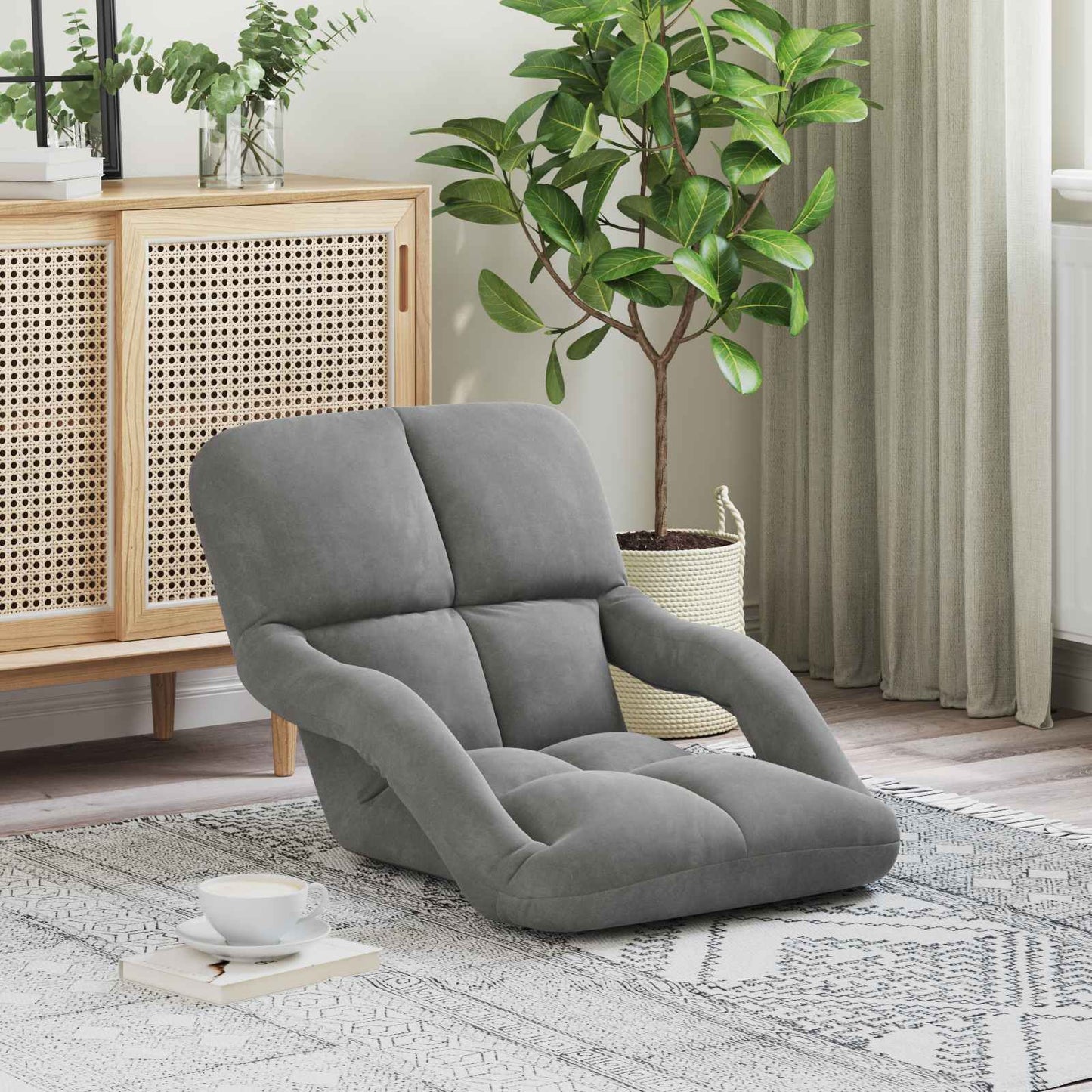 vidaXL Καρέκλα Δαπέδου Σκούρο Γκρι 58 x 62 x 58 εκ Βελούδο