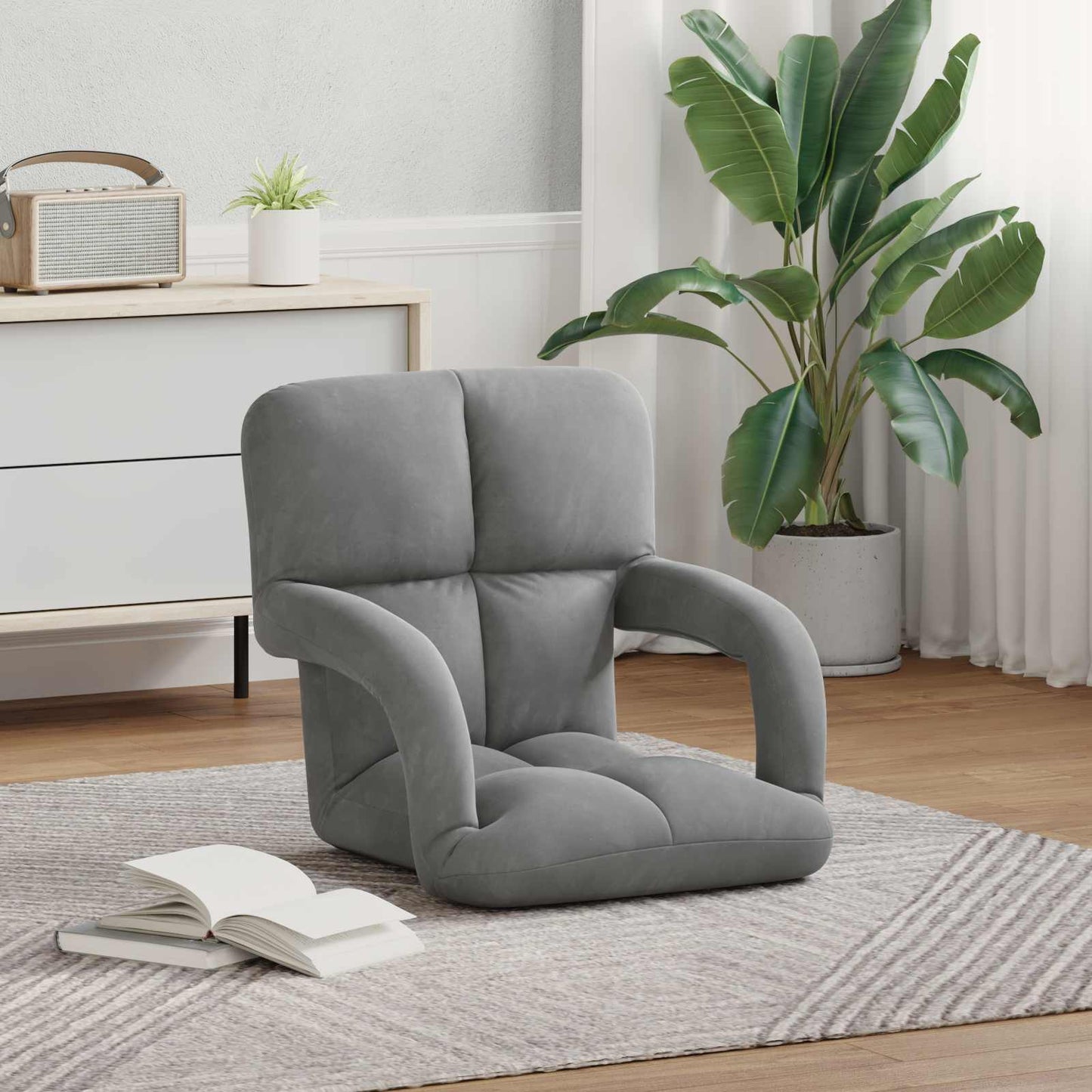 vidaXL Καρέκλα Δαπέδου Σκούρο Γκρι 58 x 62 x 58 εκ Βελούδο