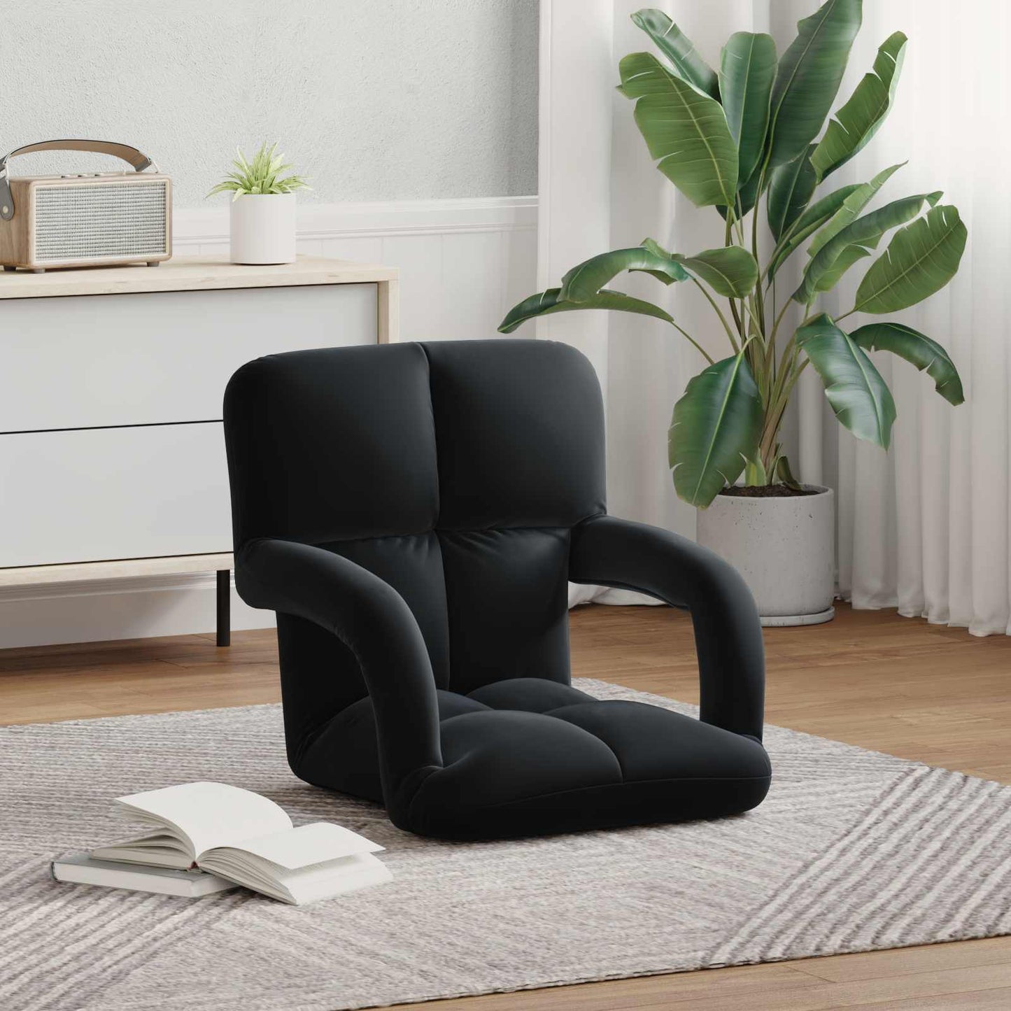 vidaXL Καρέκλα Δαπέδου Μαύρο 58 x 62 x 58 εκ Βελούδο