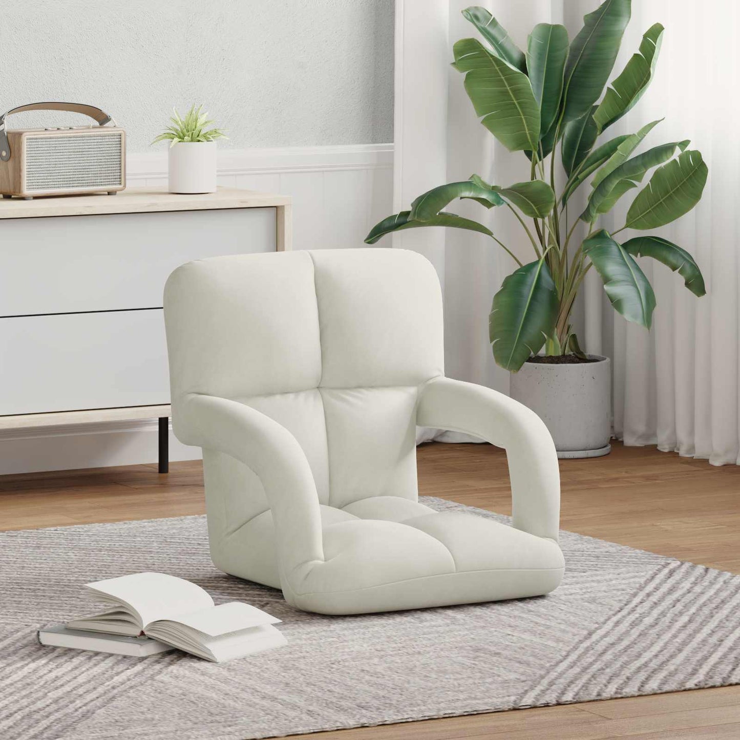 vidaXL Καρέκλα Δαπέδου Κρεμ 58 x 62 x 58 εκ Βελούδο