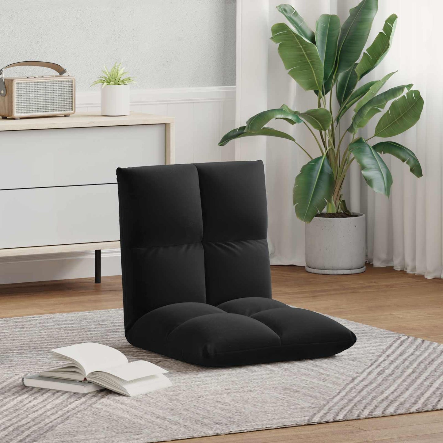 vidaXL Καρέκλα Δαπέδου Μαύρο 50 x 61 x 57 εκ Βελούδο