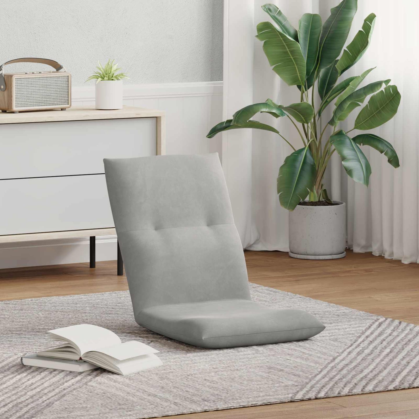 vidaXL Καρέκλα Δαπέδου Ανοιχτό γκρι 46 x 50 x 61 εκ. Βελούδο