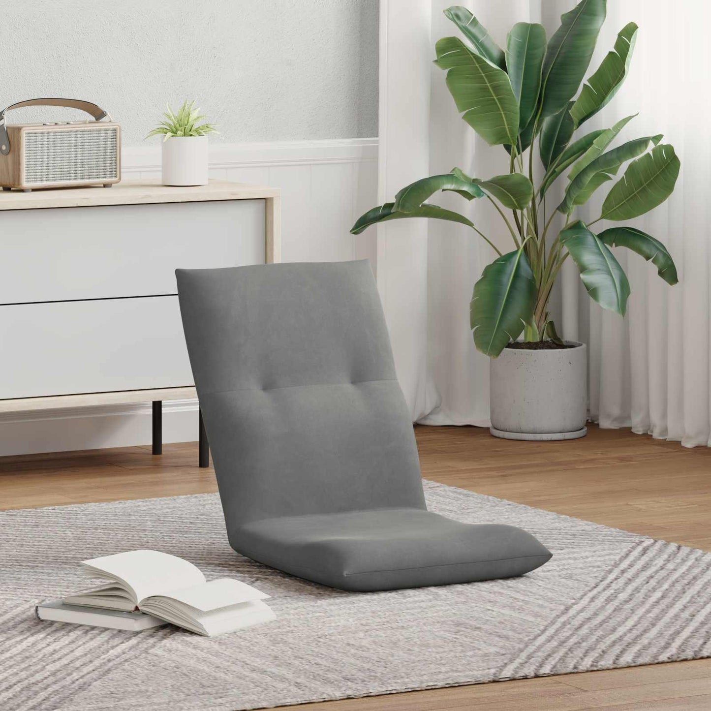 vidaXL Καρέκλα Δαπέδου Σκούρο Γκρι 46 x 50 x 61 εκ. Βελούδο