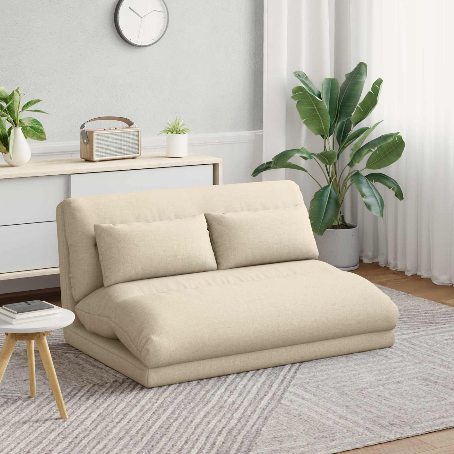 vidaXL Καρέκλα Δαπέδου Κρεμ 110 x 82 x 55 εκ ύφασμα