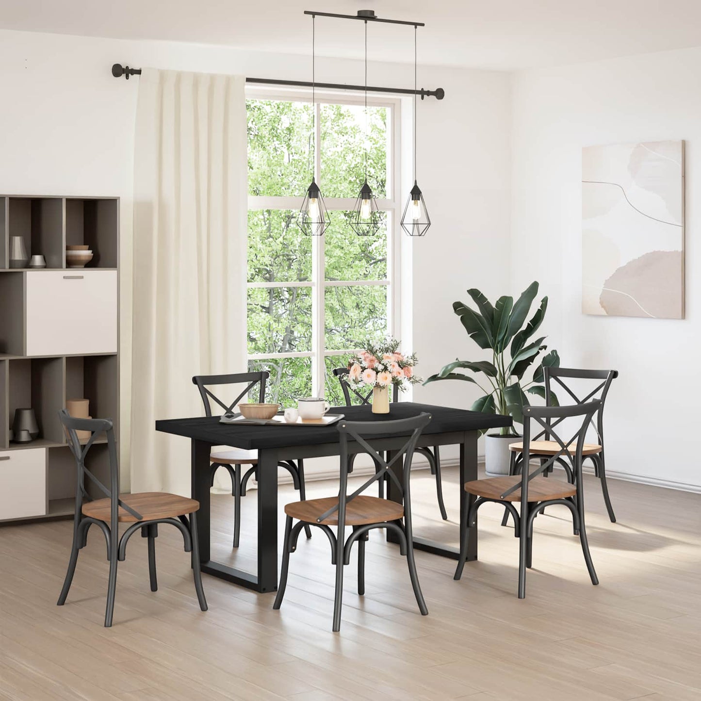 vidaXL Τραπεζαρία NOAIN 160 cm Μασίφ Ξύλο Πεύκου Μαύρο Ορθογώνιος