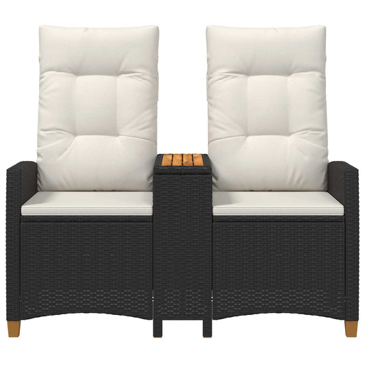 vidaXL Ρυθμιζόμενος Πάγκος με Τραπέζι με μαξιλάρι Μαύρο και Κρεμ Λευκό