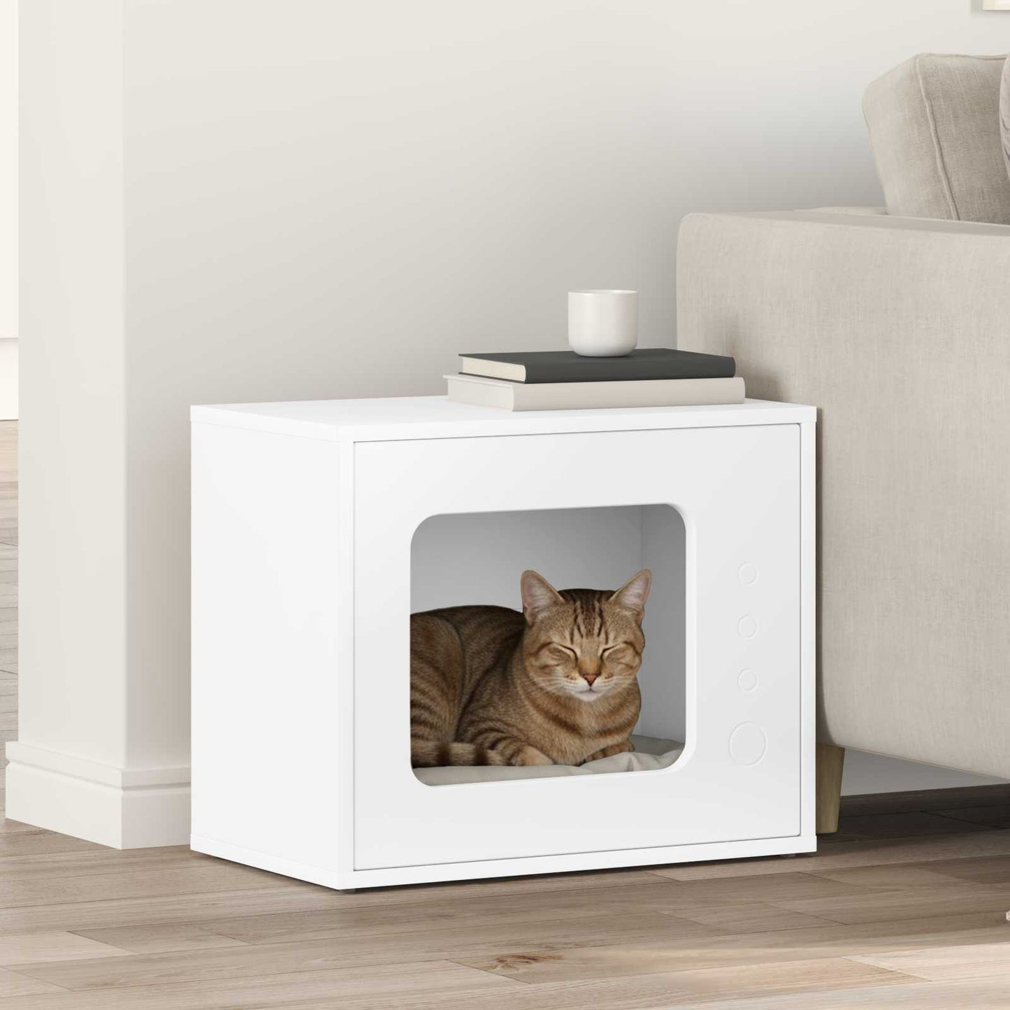vidaXL Σπίτι Γάτας Λευκό 51 x 30 x 42 εκ. Επεξεργασμένο ξύλο