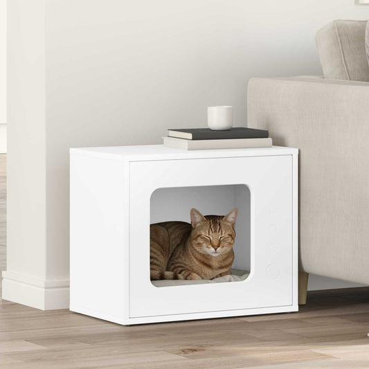 vidaXL Σπίτι Γάτας Λευκό 51 x 30 x 42 εκ. Επεξεργασμένο ξύλο