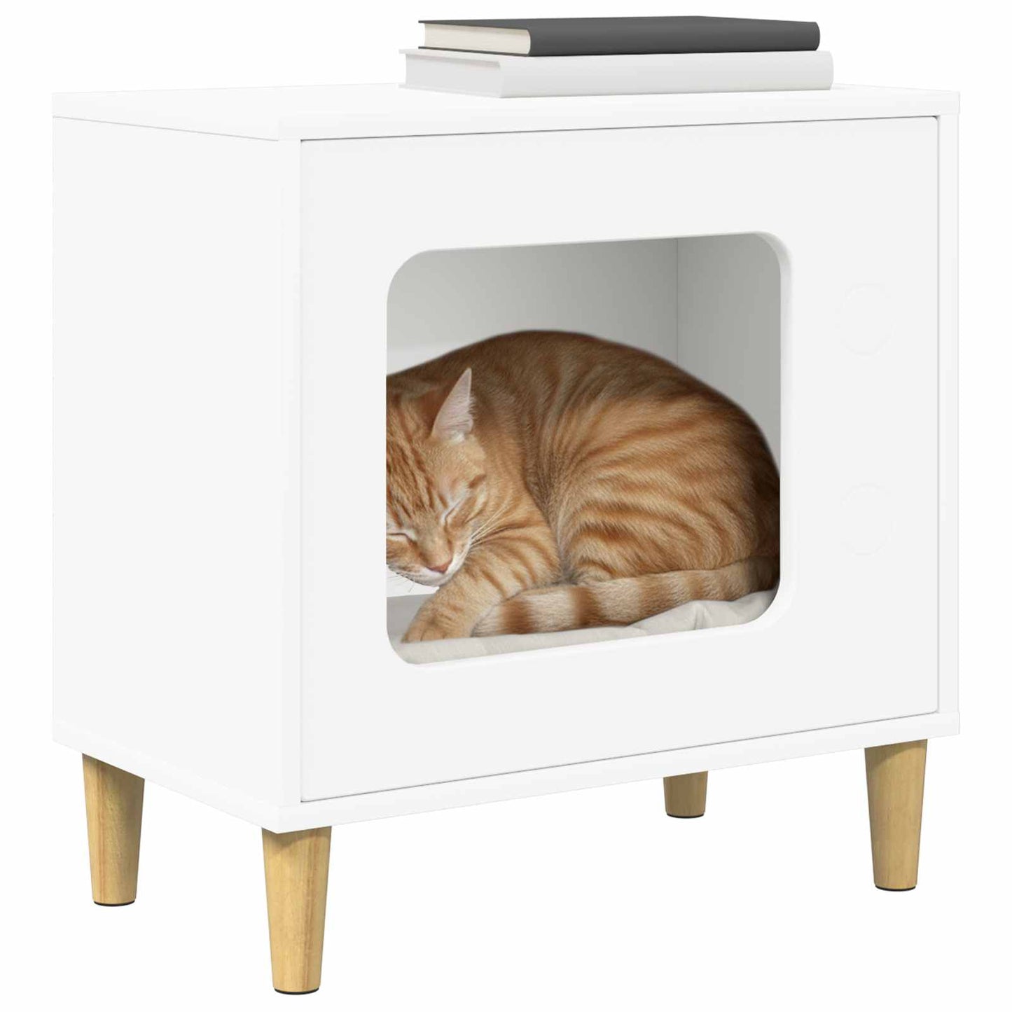 vidaXL Σπίτι Γάτας Λευκό 51 x 30 x 52 εκ. Επεξεργασμένο ξύλο