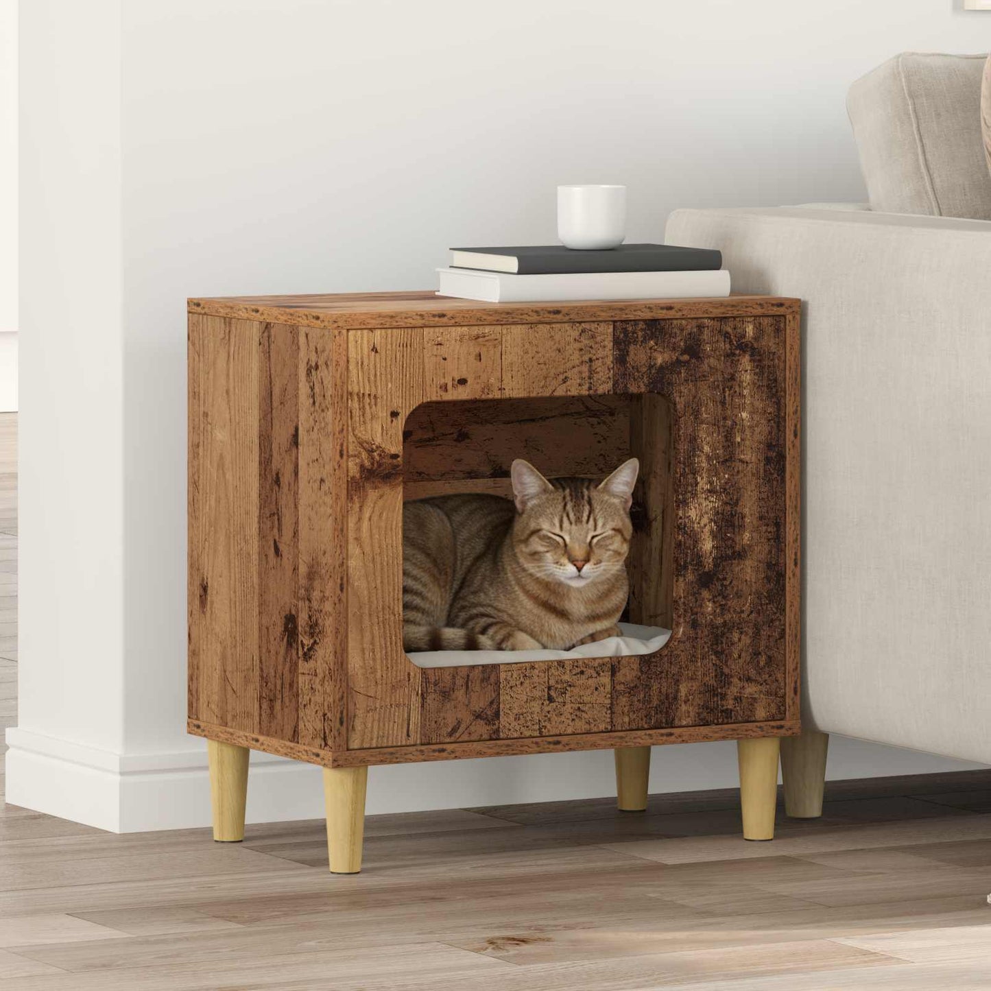 vidaXL Σπίτι Γάτας Παλιό ξύλο 51 x 30 x 52 εκ. Επεξεργασμένο ξύλο
