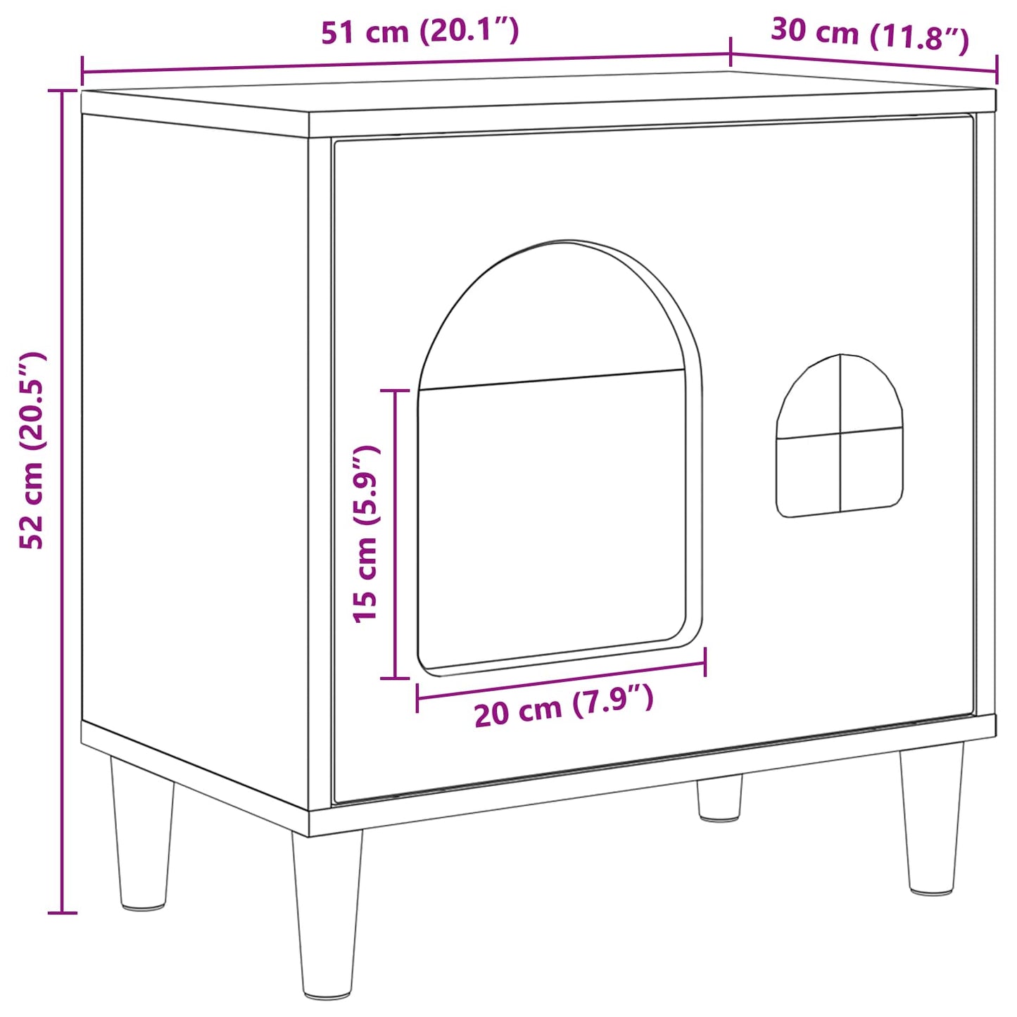 vidaXL Σπίτι Γάτας Μαύρο 51 x 30 x 52 εκ. Επεξεργασμένο ξύλο