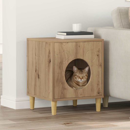 vidaXL Σπίτι Γάτας Καρυδιά Χειροποίητης Εργασίας 42,5 x 40 x 53 εκ