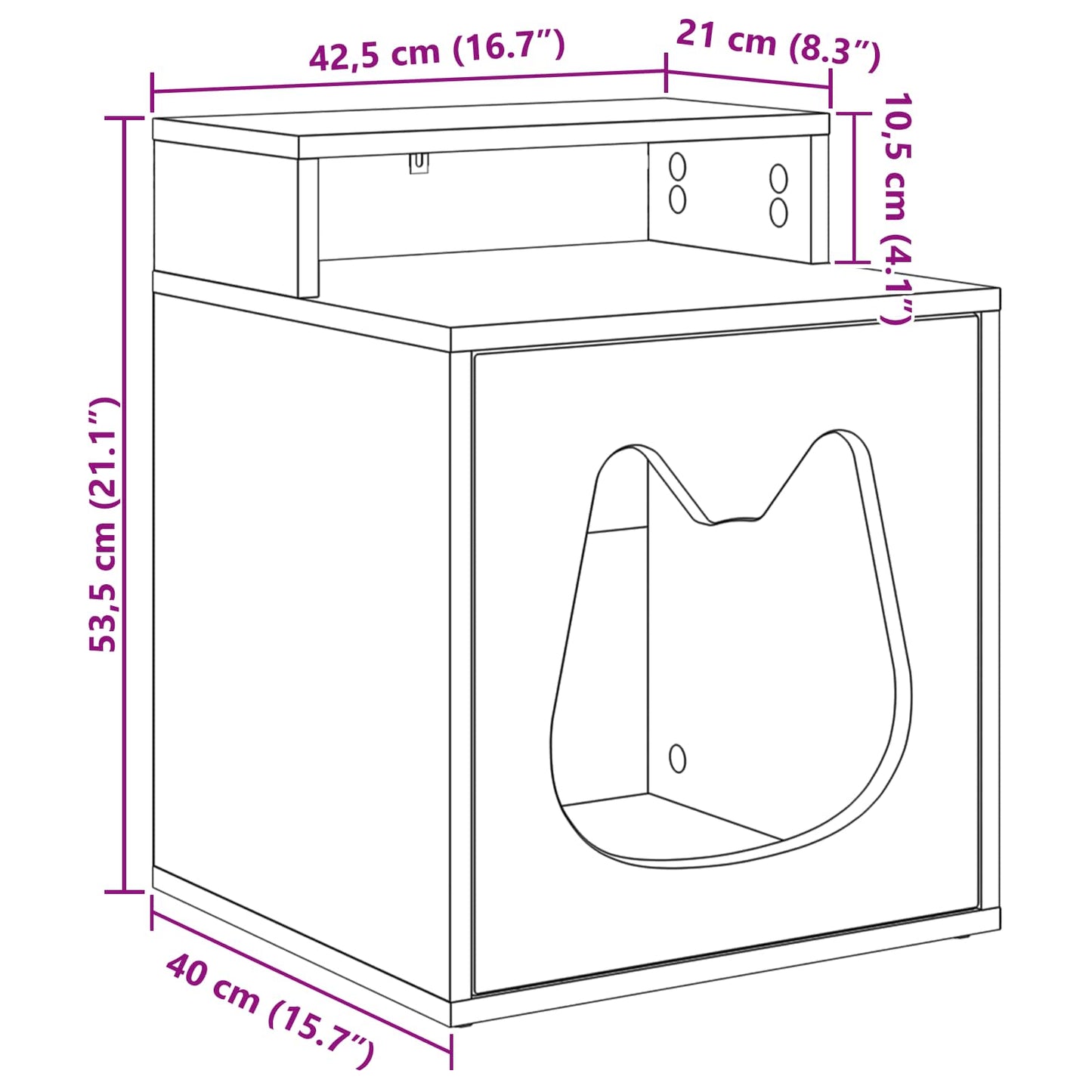 vidaXL Σπίτι Γάτας Παλιό ξύλο 42,5 x 40 x 53,5 εκ Επεξεργασμένο ξύλο